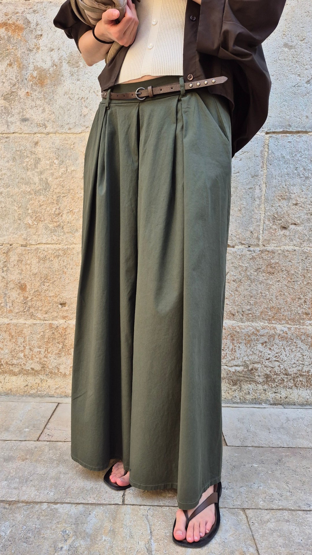 PANTALÓN ANCHO TACHAS (VERDE)