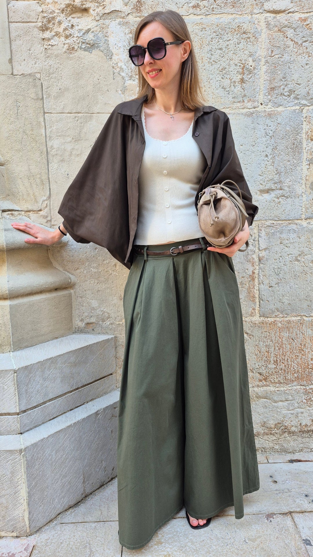 PANTALÓN ANCHO TACHAS (VERDE)