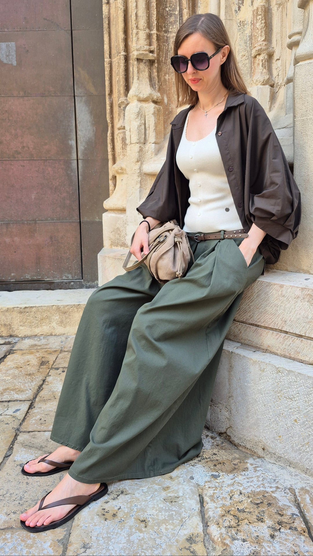 PANTALÓN ANCHO TACHAS (VERDE)