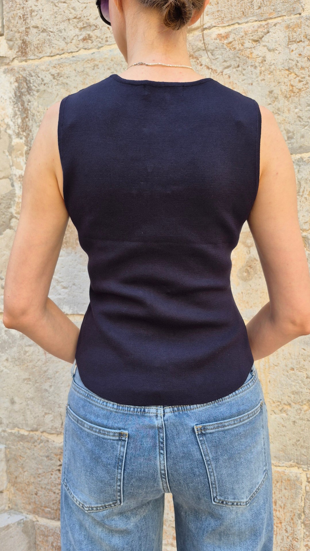 CHALECO PUNTO CUELLO REDONDO (AZUL)