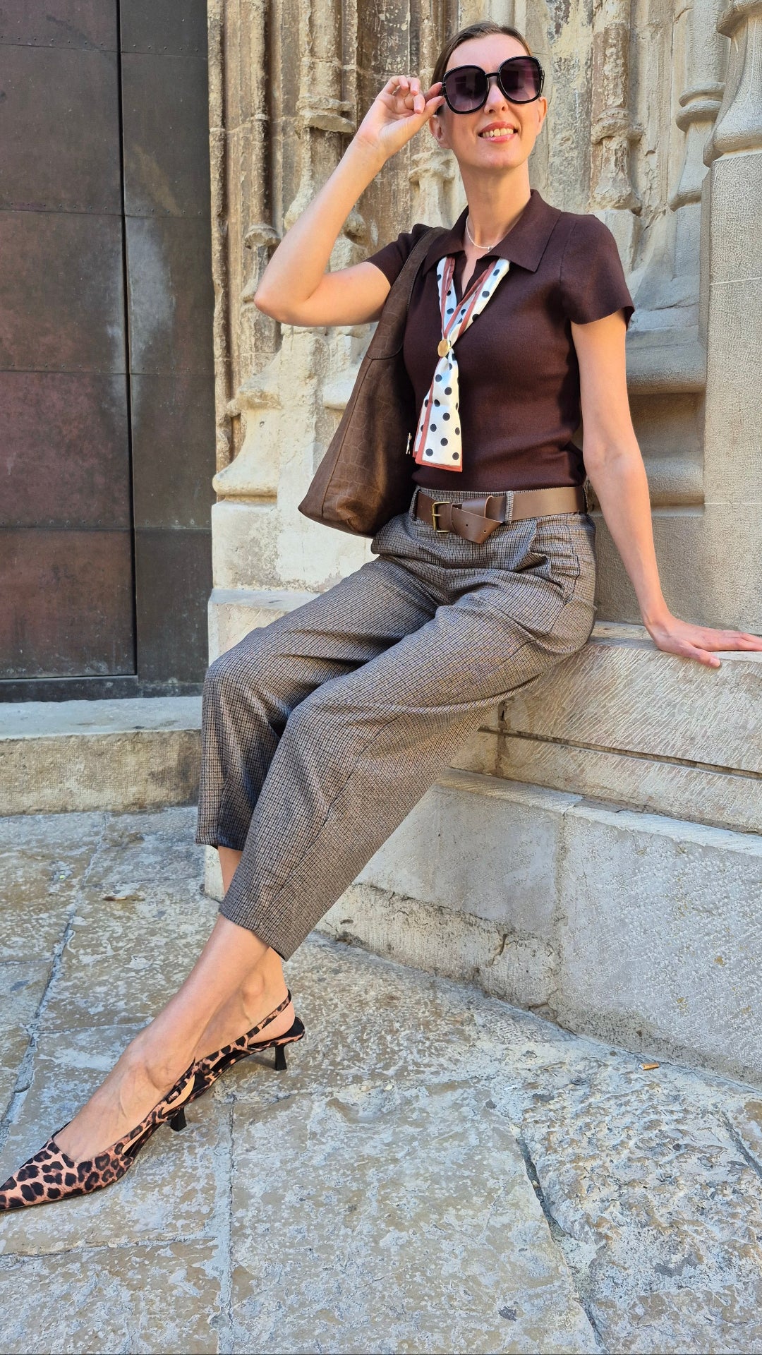 PANTALÓN CUADROS COMSET (CAMEL)