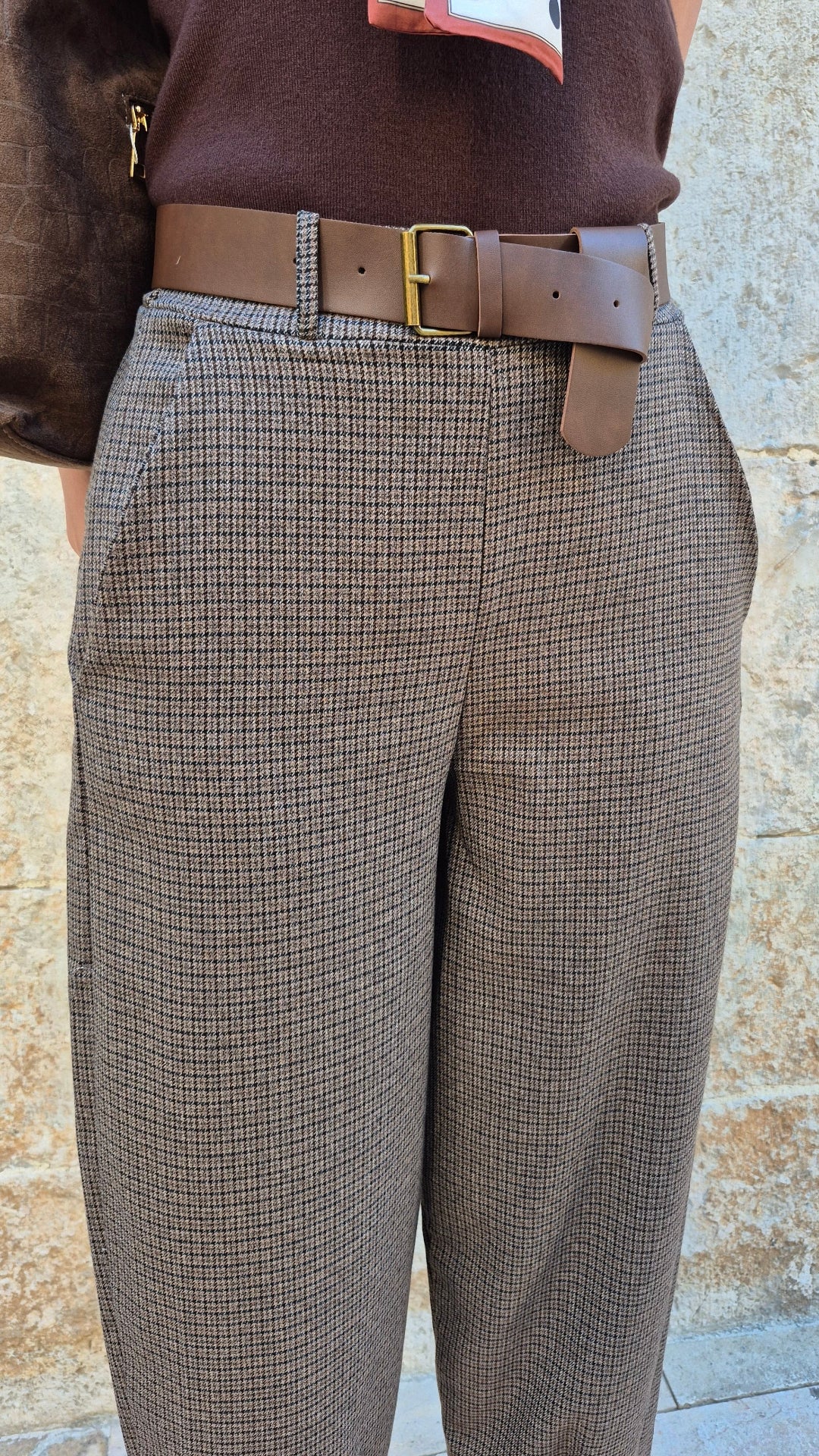 PANTALÓN CUADROS COMSET (CAMEL)
