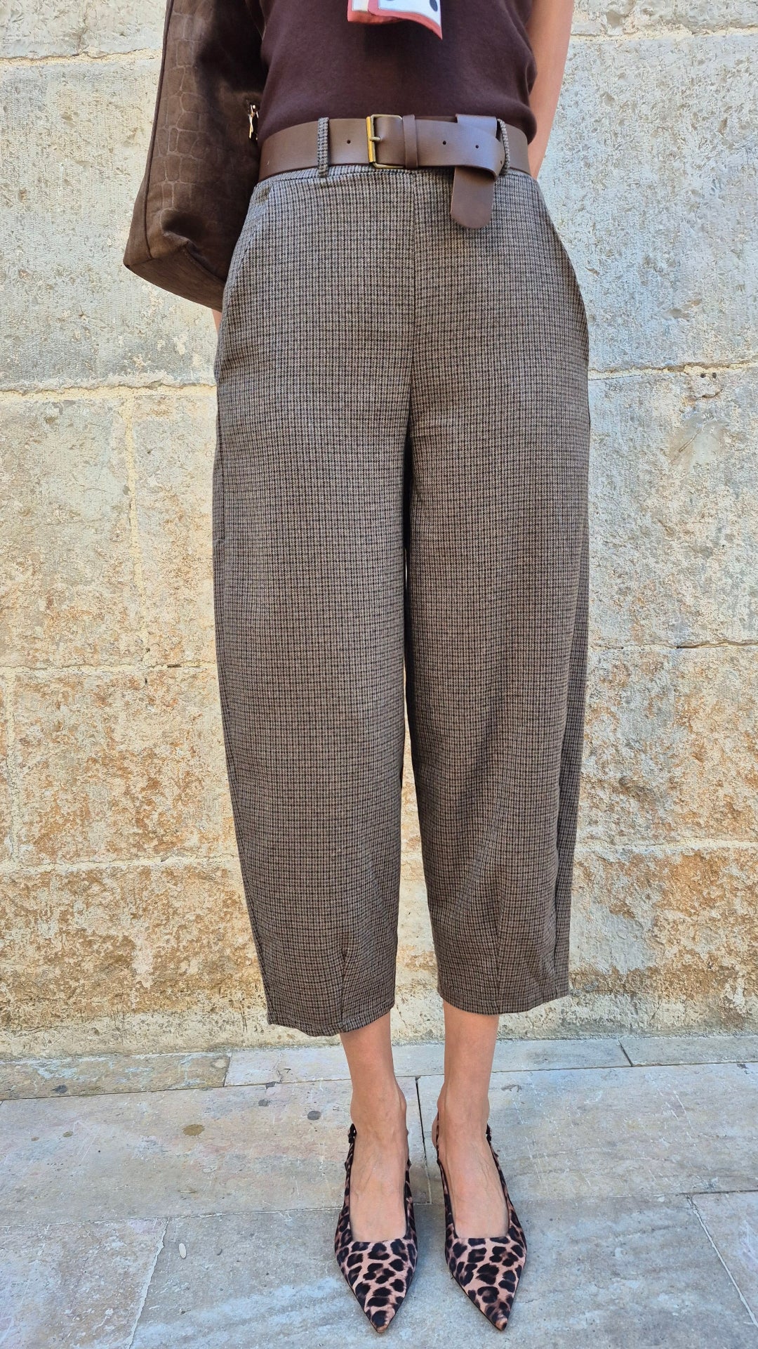 PANTALÓN CUADROS COMSET (CAMEL)