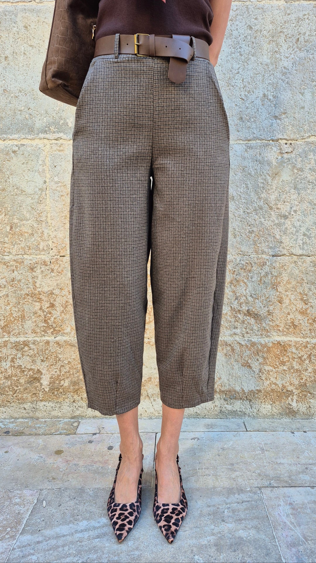 PANTALÓN CUADROS COMSET (CAMEL)