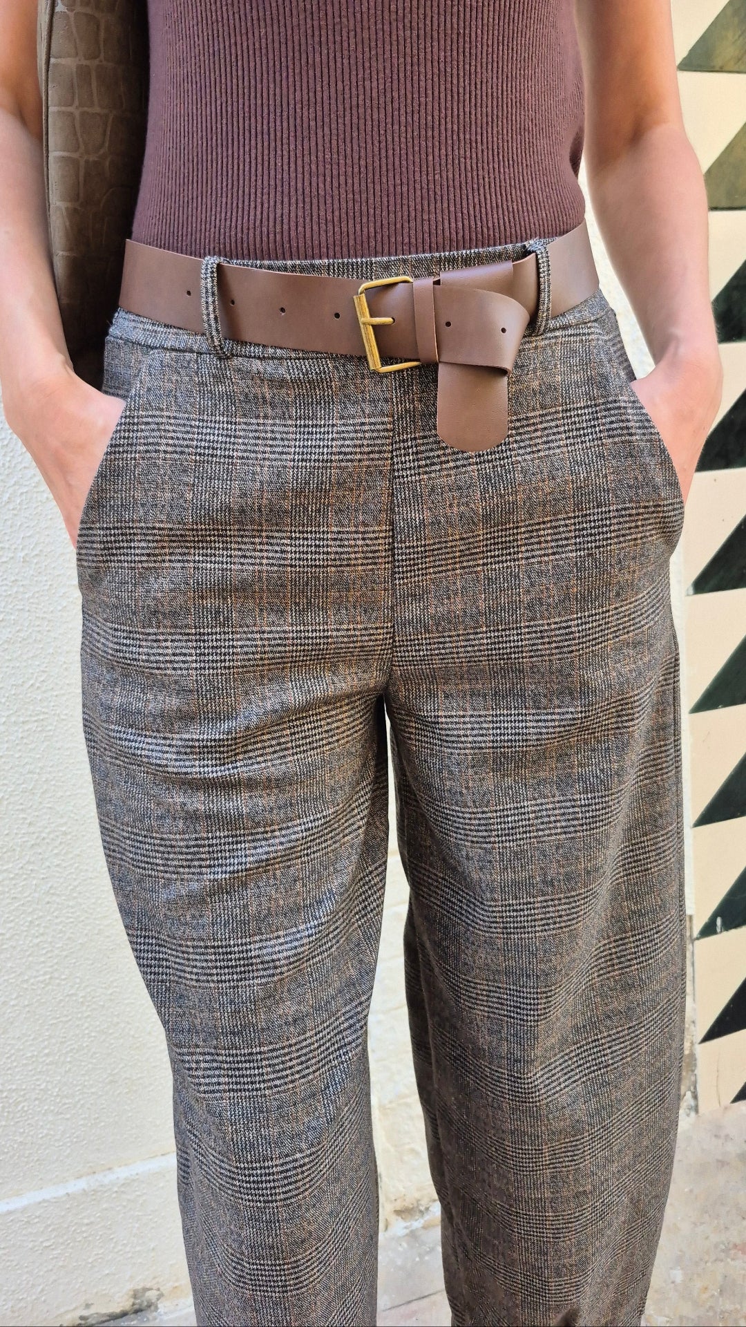PANTALÓN CUADROS COMSET (GRIS)