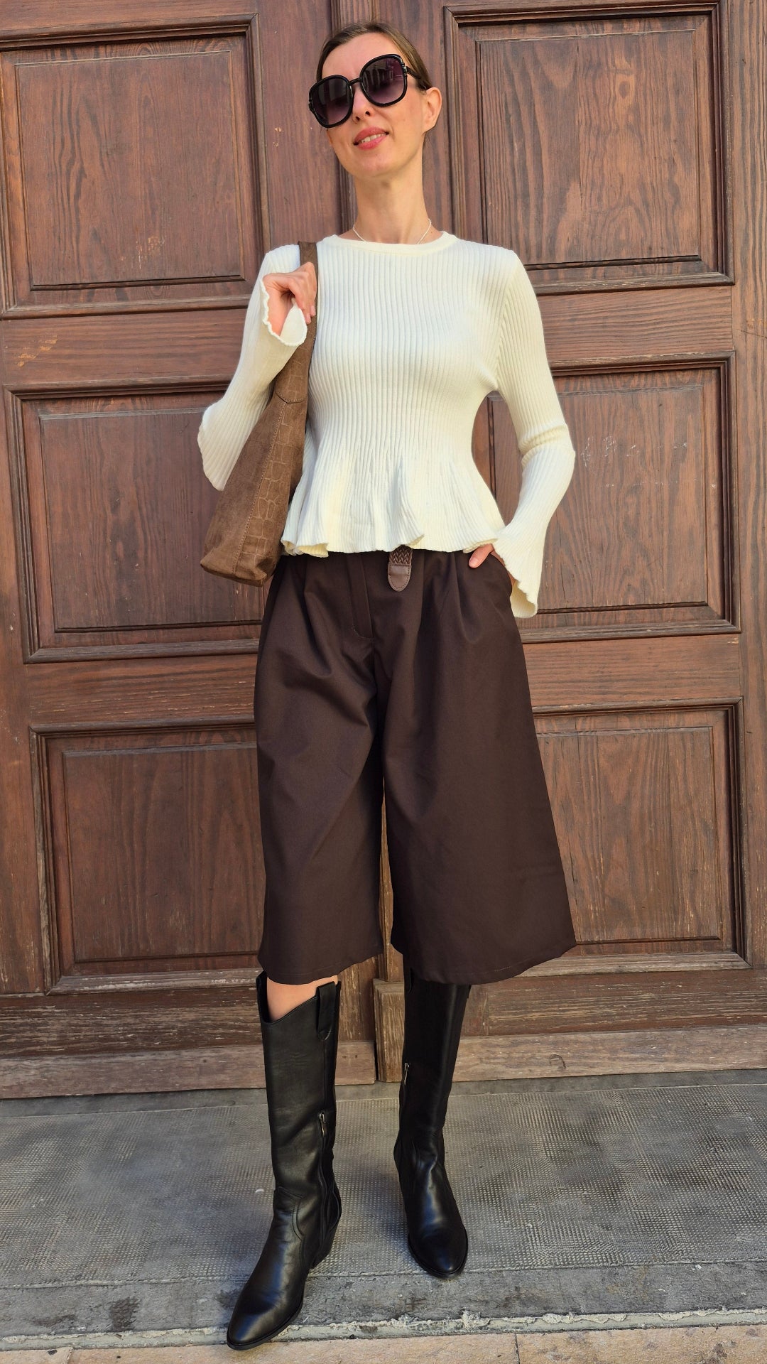 JERSEY CANALÉ PEPLUM (BEIGE)